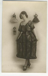 Fashion Dress Lady w Doll 1920s Private Photo Postcard