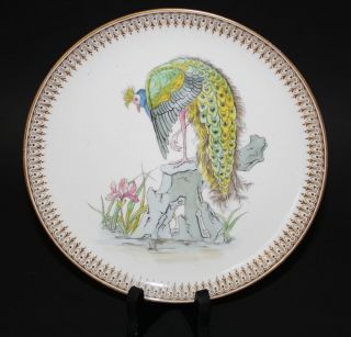 Brownfield Son porcelain cabinet plate peacock Staffordshire England 