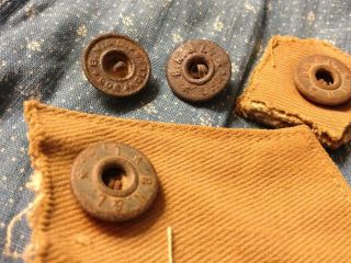 1890s STRONGHOLD Brownstein, Newmark & Louis Duck Fabric + buttons VTG 