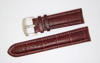   Dark Burgundy Alligator Grain Leather Watch Band Fits Breitling