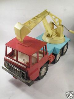 vintage bulgarian hard plastic digger truck model toy from bulgaria