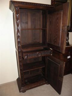 French Breton Cabinet Beautiful Carved Detail Nice Narrow Model