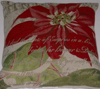 Christmas Poinsettia Throw Pillow Accent Cushion Pretty Red Flower
