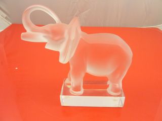 Lalique Elephant Signed Lalique France Frosted Art Glass