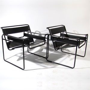 Pair Wassily Chairs Mid Century Danish Knoll Marcel Breuer Era