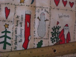   Stocking Santa Gold Star Mittens Charlie Brown Tree Holly Heart Fabric