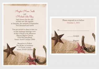100 Personalized Western Cowboy Wedding Invitations Set