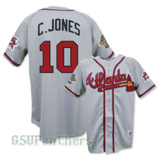 Chipper Jones Atlanta Braves 1995 World Series Grey Road Jersey Sz M 