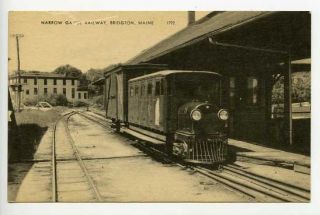 Bridgton ME Narrow Gauge Train Engine Postcard