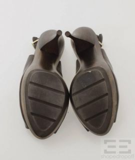 Bruno Magli Skylere Brown Peep Toe Leather Slingback Heels Size 38 5 