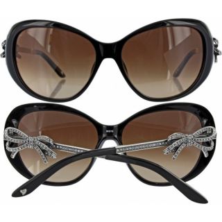 Brighton Ballroom Blitz Sunglasses Black with silver jeweled bows NWO 