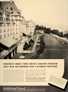 1937 Ad Portland Cement Manoir Richelieu Quebec Hotel Original 
