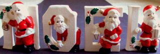 RELCO Vintage Christmas Ceramic NOEL SANTAS Letter Candle Holders HTF