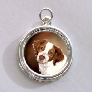 Brittany Spaniel Dog Silver Charm Pendant