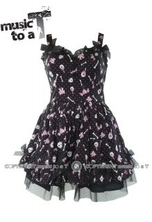 Hell Bunny Heartbreaker Mini Dress Goth Black UK 8 16