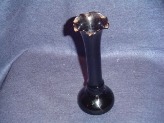  Elegant Black Amethyst Glass Bud Vase 8"