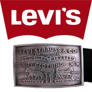 Levis Mens Square Silver Buckle Black Leather Belt 0253