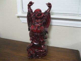 Buda Red Laughing Buda Holding Balls 24 inches Tall Plaster