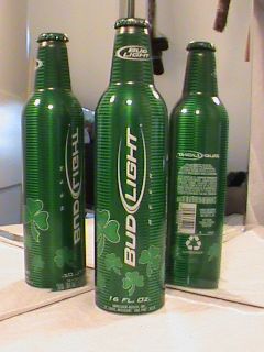 Bud Light 16 oz St Patricks Day Aluminum Beer Bottle Can Cans