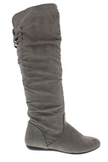 Rampage Bronner Gray Faux Suede Slouched Studded Straps Knee High 