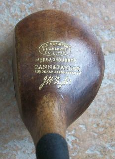 Antique Vintage Old J H Taylor Autograph Calcutta Wood Shaft Golf Club 