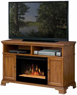 Dimplex Brookings Electric Fireplace, Dark Oak With Glass Ember Fire 