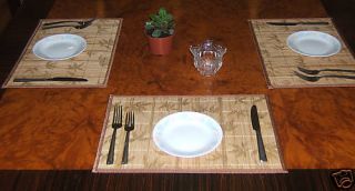 Set of 4 Bali Logs Printed Bamboo Brown Placemats New