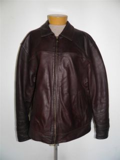 Chaps Ralph Lauren Brown Leather Motorcycle Coat Jacket Sz XL