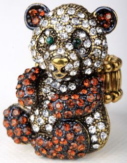 Brown clear crystal panda stretch ring jewelry buy 10 items free 