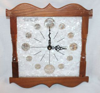   US Silver Coin Clock w Pearl Dial MK Summers Brownstown Indiana