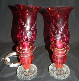 pr antique empire style cranberry glass boudoir lamp time left