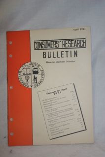   Consumers Research Bulletin,April 1941,Welfare,Galoshes,Paint,Seeds