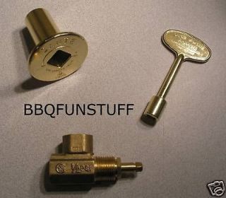 Fireplace or Fire Pit Gas Line 90° Floor Valve and Key