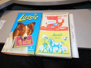 MGM 1957 TV LASSIE coloring book comic UNUSED boxed gift set (12 books 