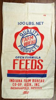 Vintage Indiana Farm Bureau 100 lbs Flour and Feed Sack