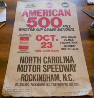 RARE VINTAGE NASCAR AMERICAN 500 WINSTON CUP GRAND NATIONAL RACE TRACK 