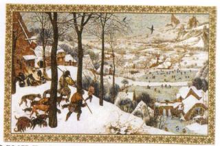 Hunting in The Snow Dogs Landscape Picture Tapestry 25X43