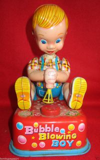 Vintage Yonezawa Toys Tin Bubble Blowing Boy Made in Japan