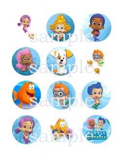 Bubble Guppies Edible Cupcake TOPPERS12 Assorted Icing Image