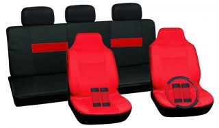 Full Sports Car Seat Cover Solid Red Integrated Bucket Black Red Back 