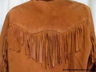 Vtg 1940s Buckskin Leather Jacket Western Hippy Fringe 36 M Made in 