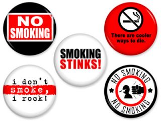 No Smoking Pins Anti Drug Quit Motivational Sign Pinback Button 