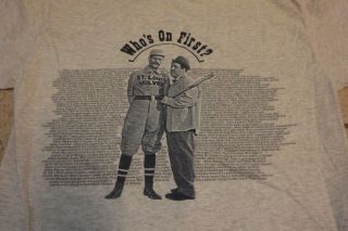 Vintage Lou Abbott & Bud Costello Whos On First Baseball Tour Tshirt 