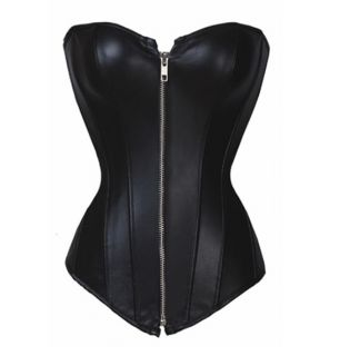 Black Zip Corset Lace Up G String Sexy Womens Bustier Wear