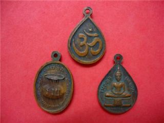 Special 3 Coins Thai Amulet Buddha Small Coins Old RARE LP Tuad 