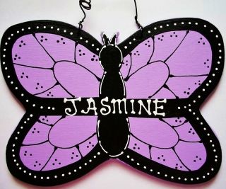 5x8 Personalized BUTTERFLY Room Door SIGN Name Wall Plaque Girls 