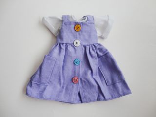 Darling Vintage Lavender Button Front Doll Dress