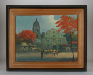    Impressionist Oil Painting Artist Cesar Buenaventura Listed Filipino