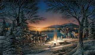 Terry Redlin HEARTLAND LIGHTS Print   Christmas Sleigh Ride Horses and 