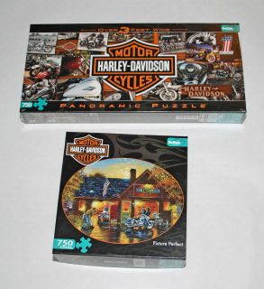 Lot 2 Harley Davidson Buffalo Games 750 PC Jigsaw Puzzles New